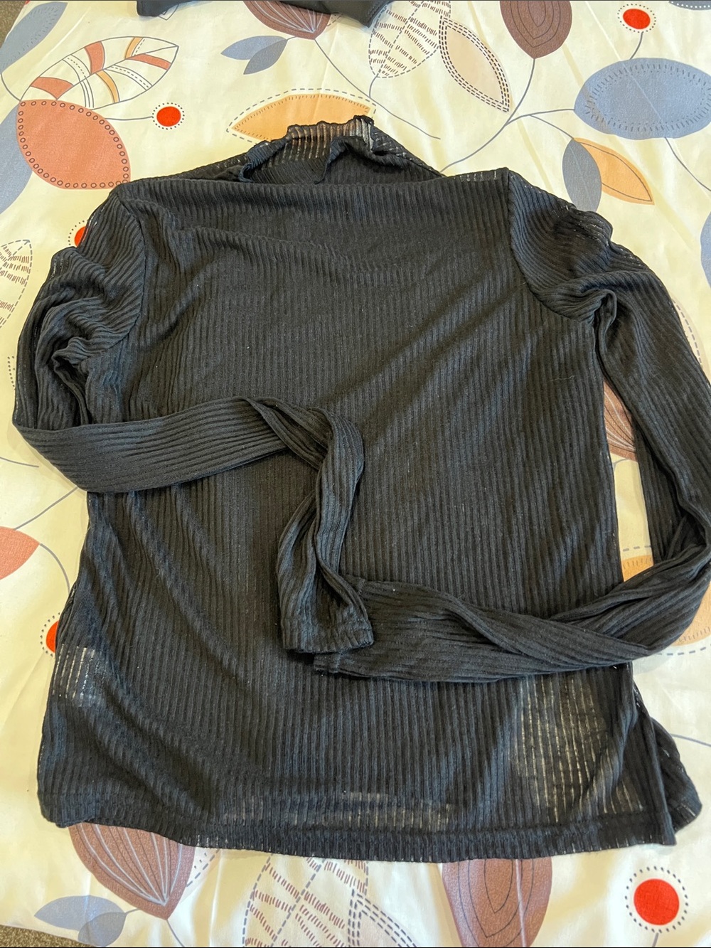SHEIN Black Ribbed Turtleneck Long-Sleeve Top